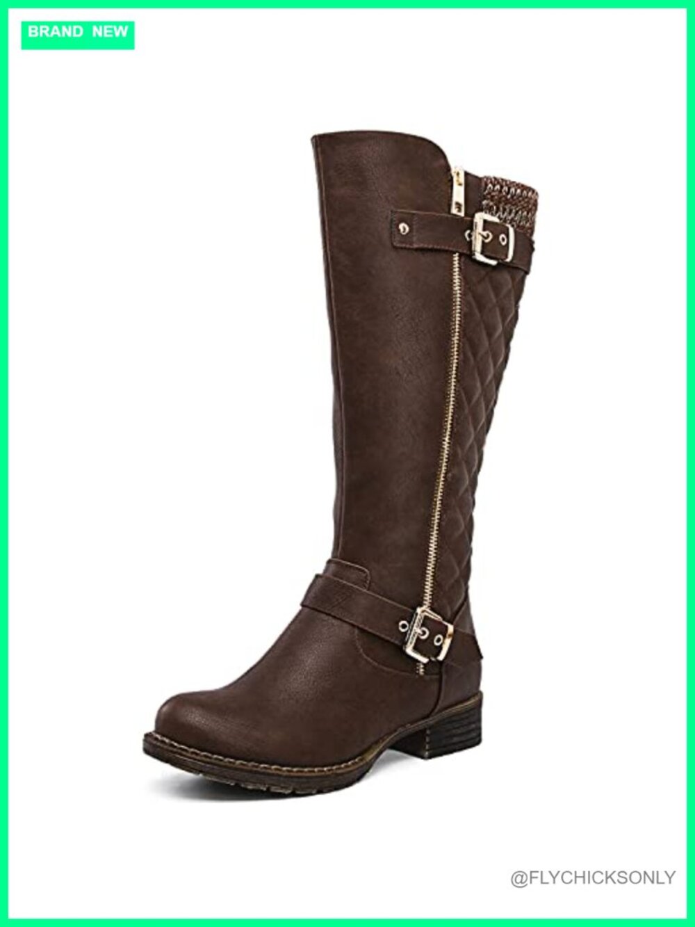 Quilted Knee High Low Heel Wide Calf Faux Leather Boots